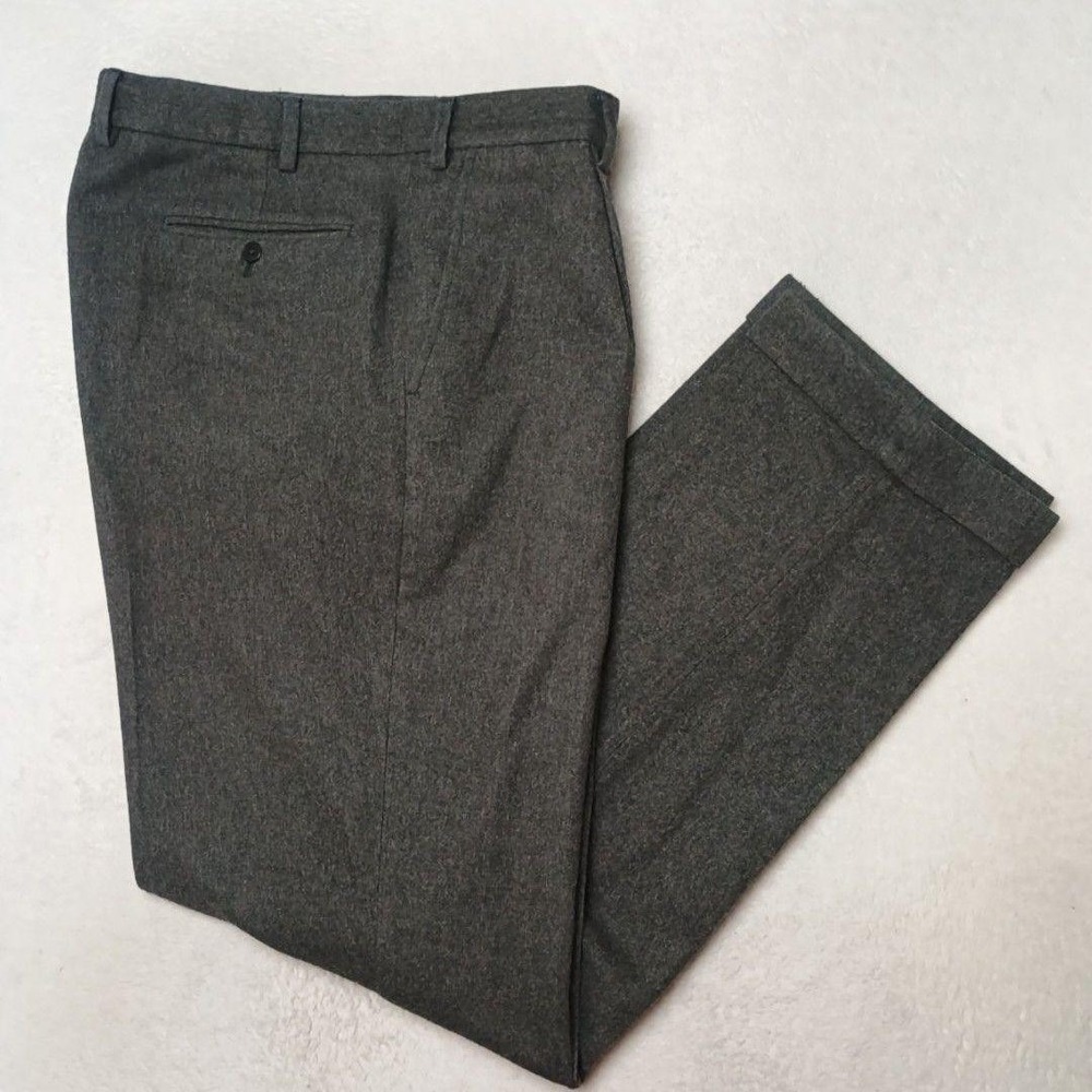 Structure Pants Mens 36x33 Gray Tweed Wool Polyester Pleated Cuffed Lined Dress